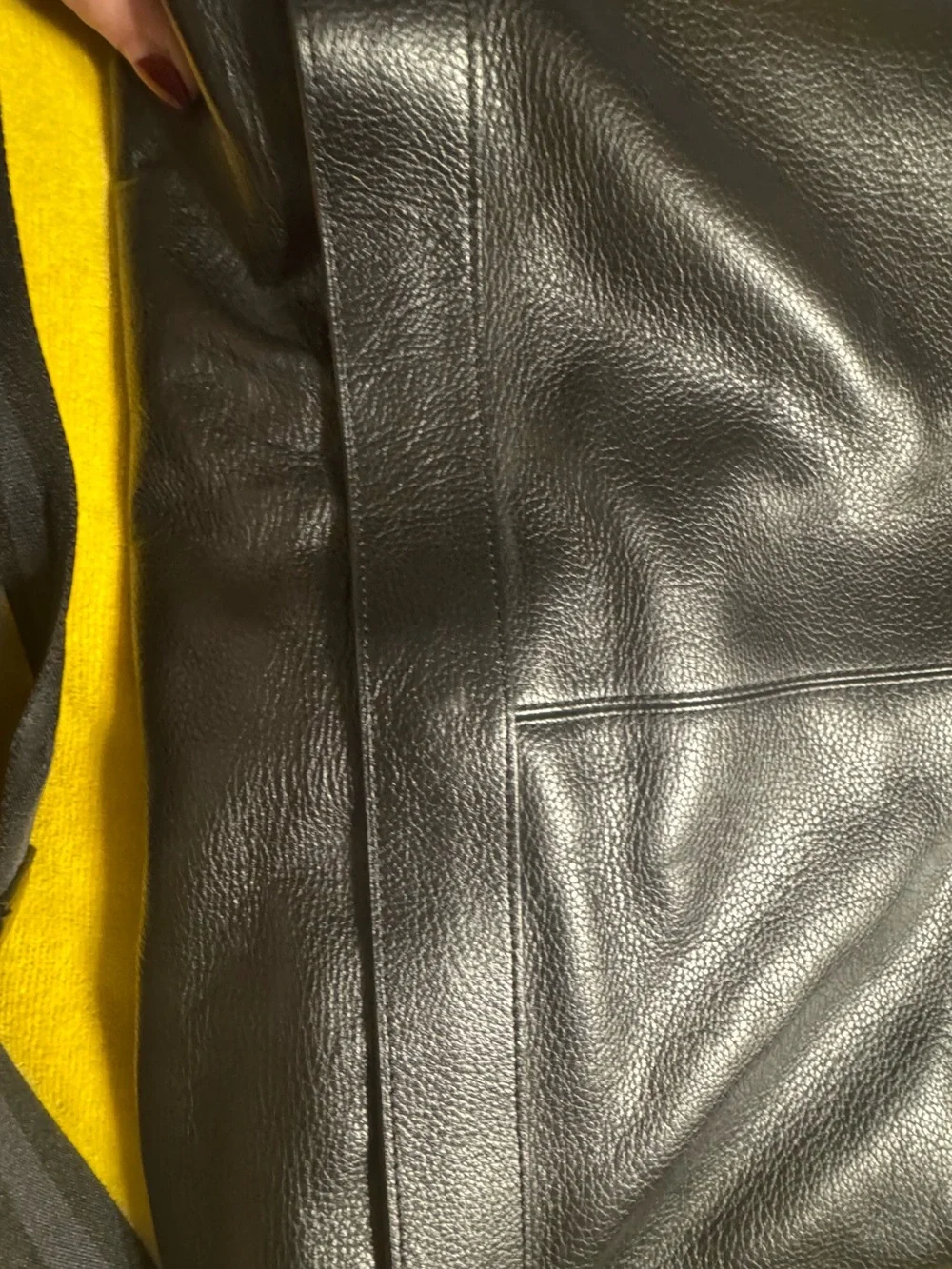 Coach Black Leather Messenger Bag with Striped Web Strap-GUC